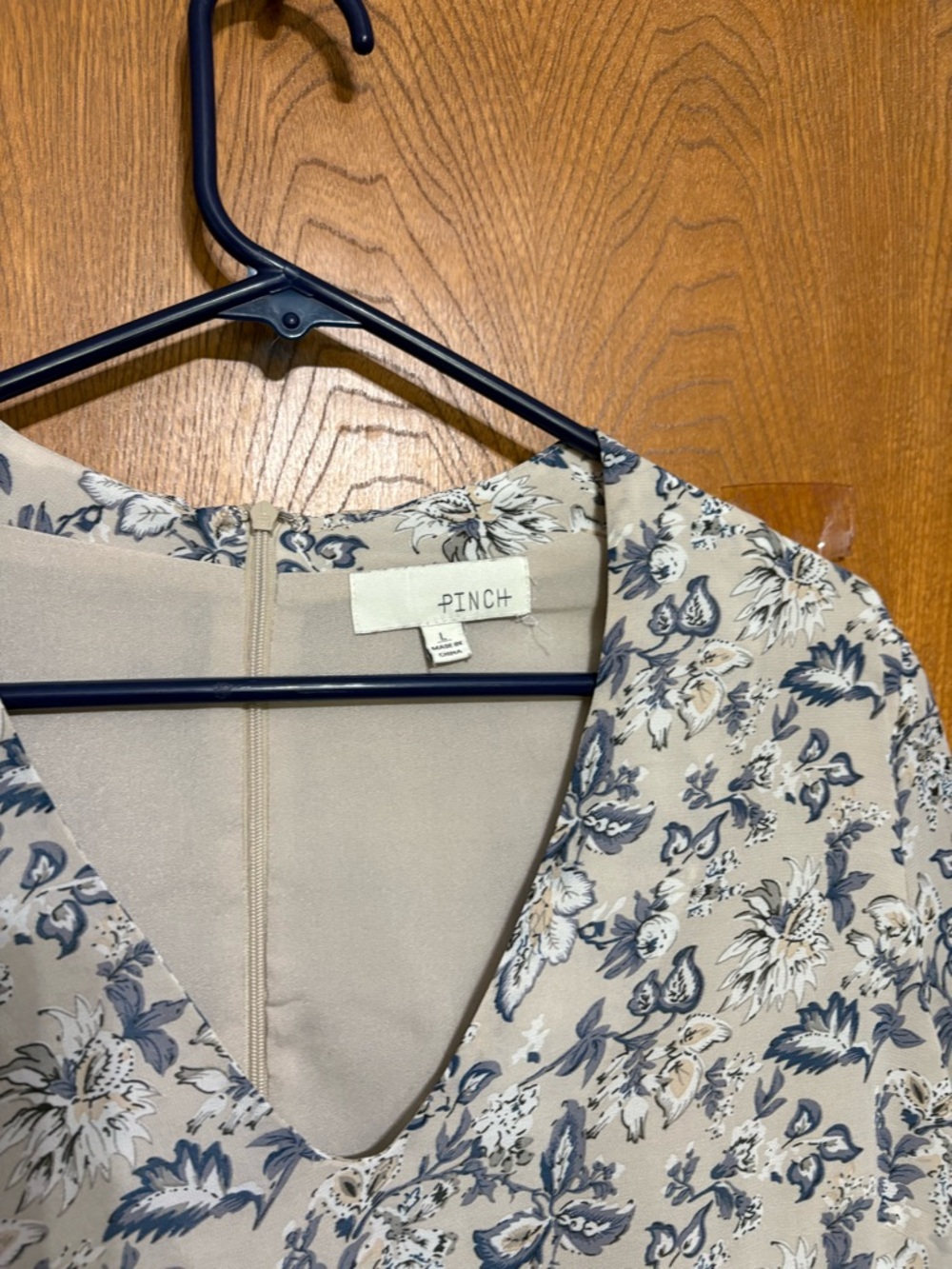 Pinch Cream and Blue Floral V-Neck Peplum Tunic - Picture 3 of 6